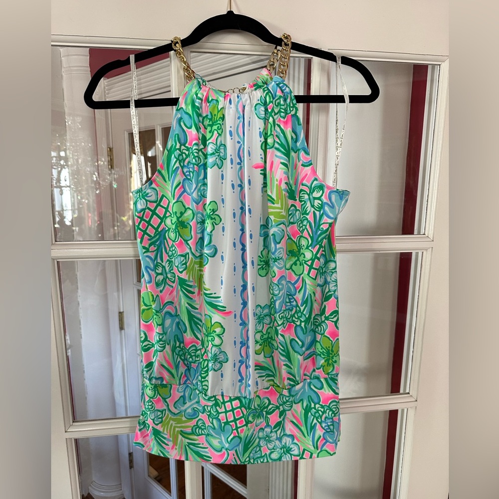 Lilly Pulitzer Bowen chain halter. Sz small. Great print! Excellent condition!
